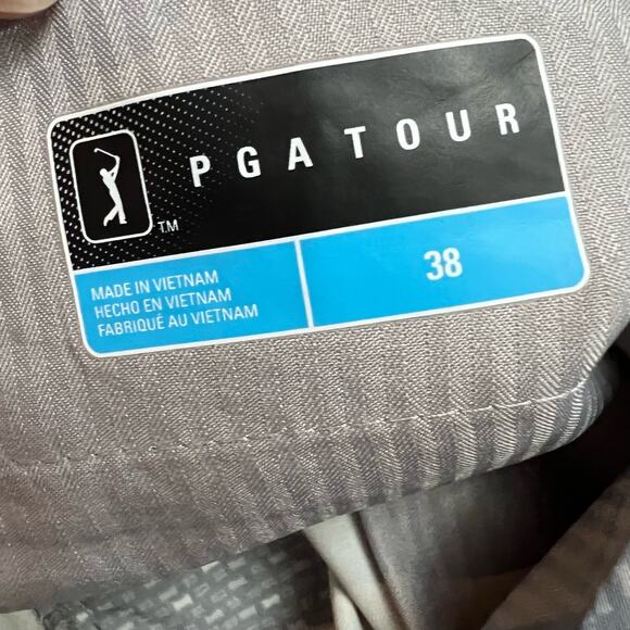 PGA Tour Shorts Mens 38 X9.5 Gray Geometric Performance Golf Chino Polyester - Picture 5 of 10